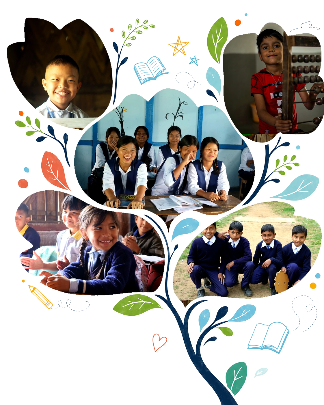 A tree formed from classroom photos of students and teachers across partner States